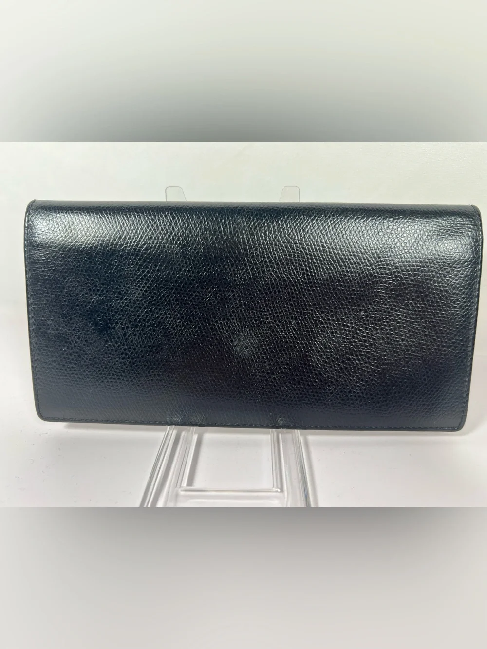 1200: Vintage Christian Dior CD Long Wallet Checkbook Holder Black Leather